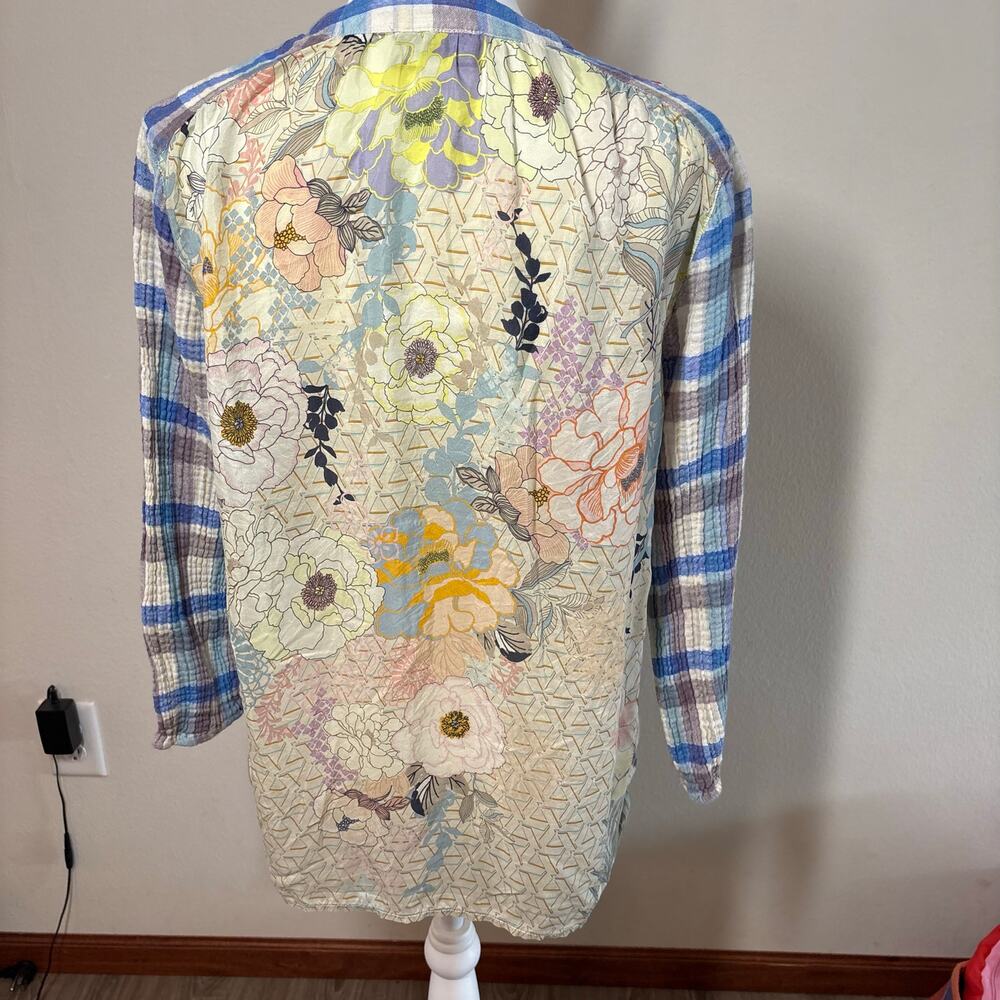 Johnny Was Workshop Viviana Effortless Silk Scarf Blouse Tunic Top Sz S  Boho - Picture 4 of 13